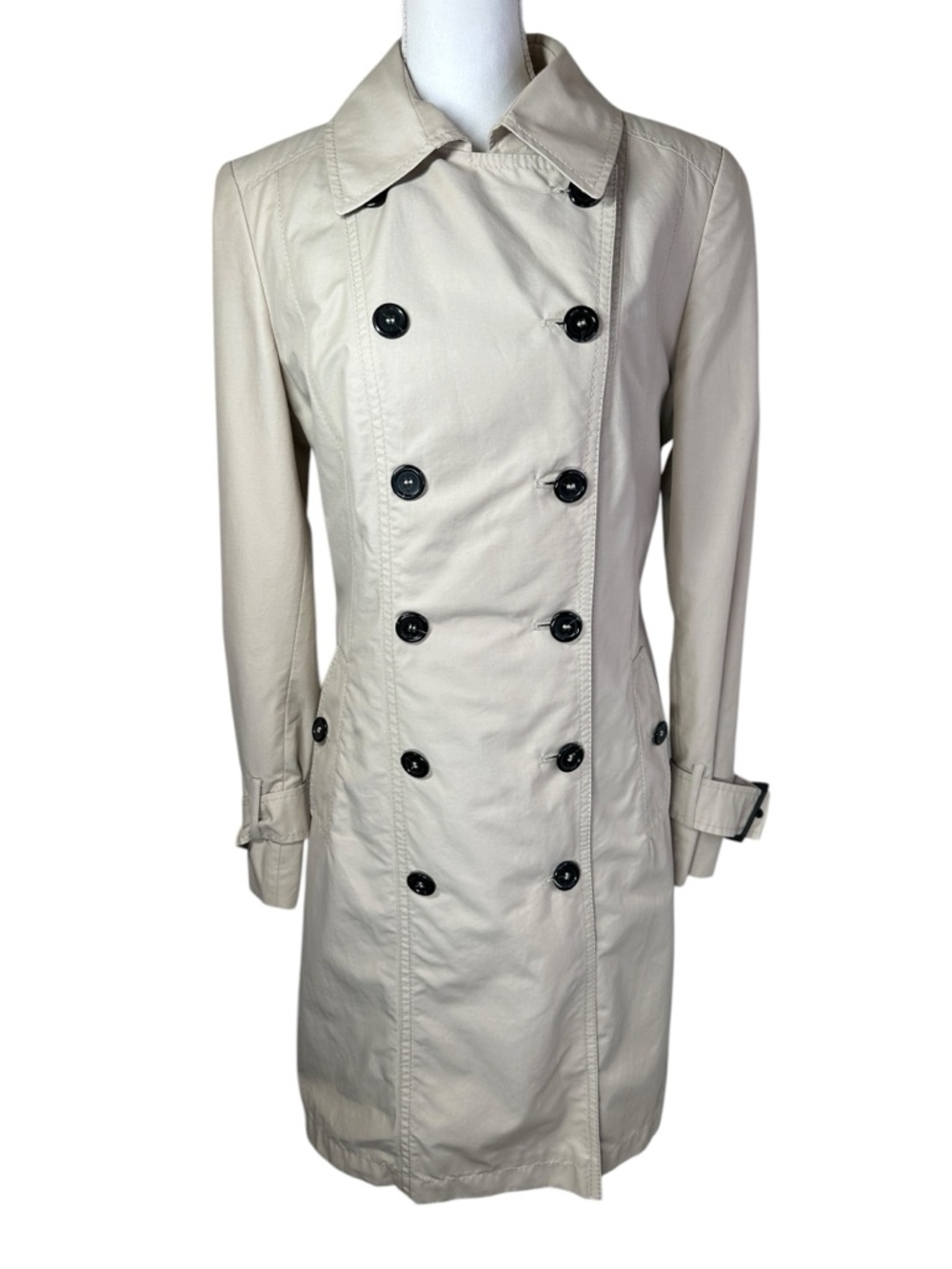 Fuchs Schmitt Double Breasted Trench Coat Beige Belted Tailored Size 10